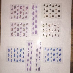 9 pack opalescent pink, blue and purple Bindis